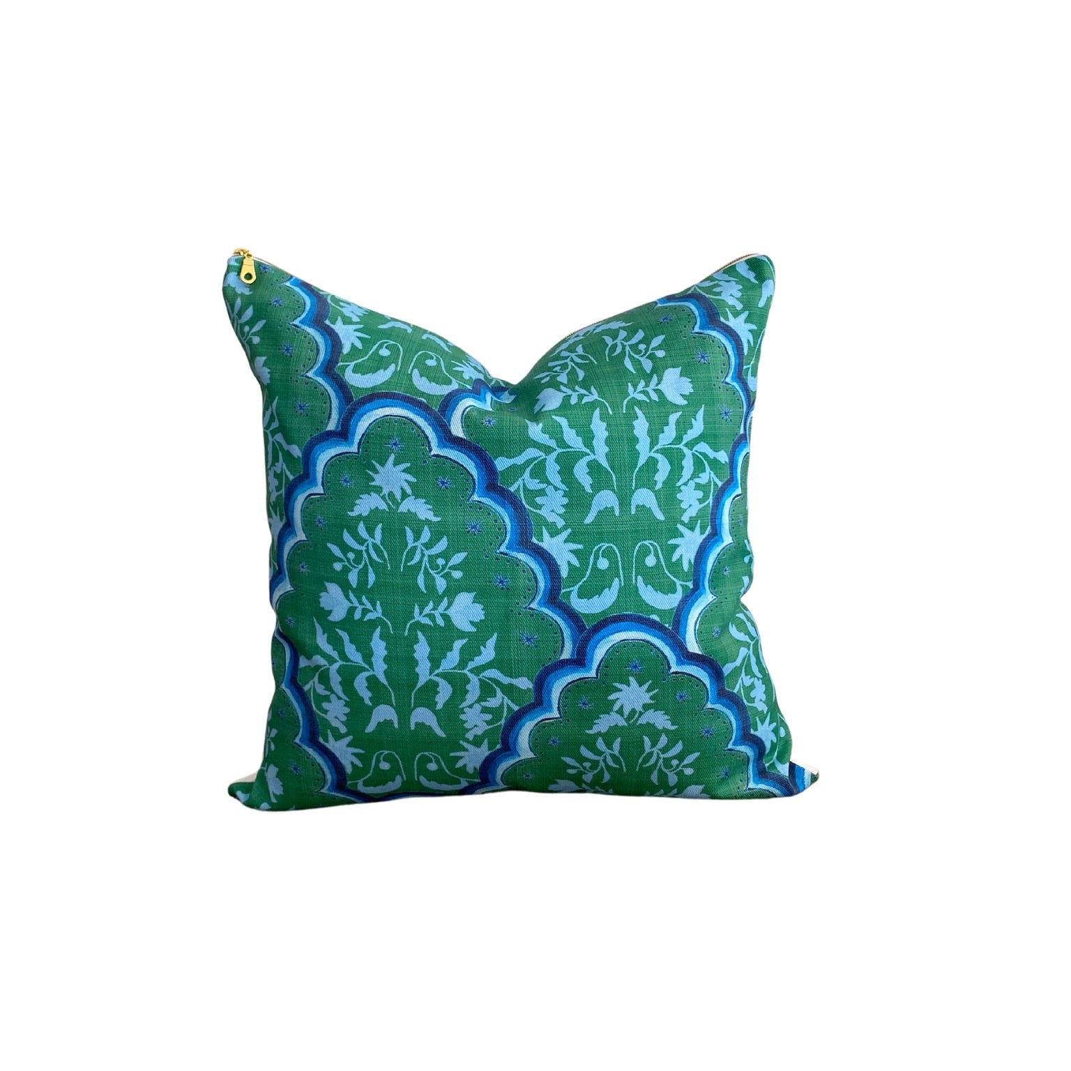 Blue and Green Scallop Paisley Pillow Cover Designed by Danika Herric Alme Design Co