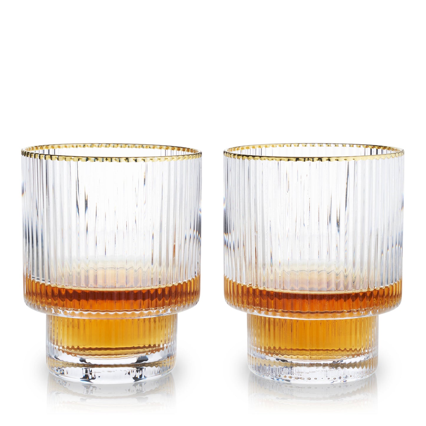 Deco Meridian Gold-Rimmed Crystal Tumblers - Set of 2