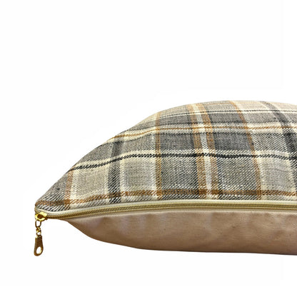 Rust and Charcoal Woolen Plaid Pillow Cover