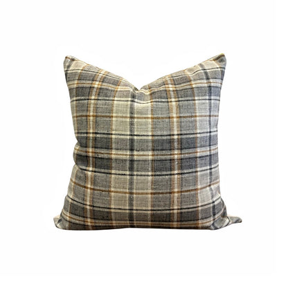 Rust and Charcoal Woolen Plaid Pillow Cover