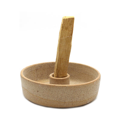 Textured Ceramic Palo Santo Burner (4 in.) - Beige