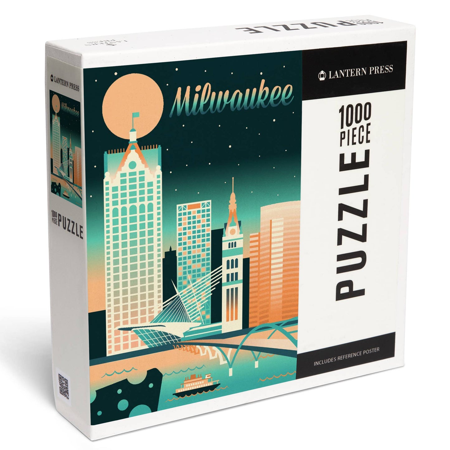 1000 PIECE PUZZLE Milwaukee, Wisconsin, Retro Skyline Chrom