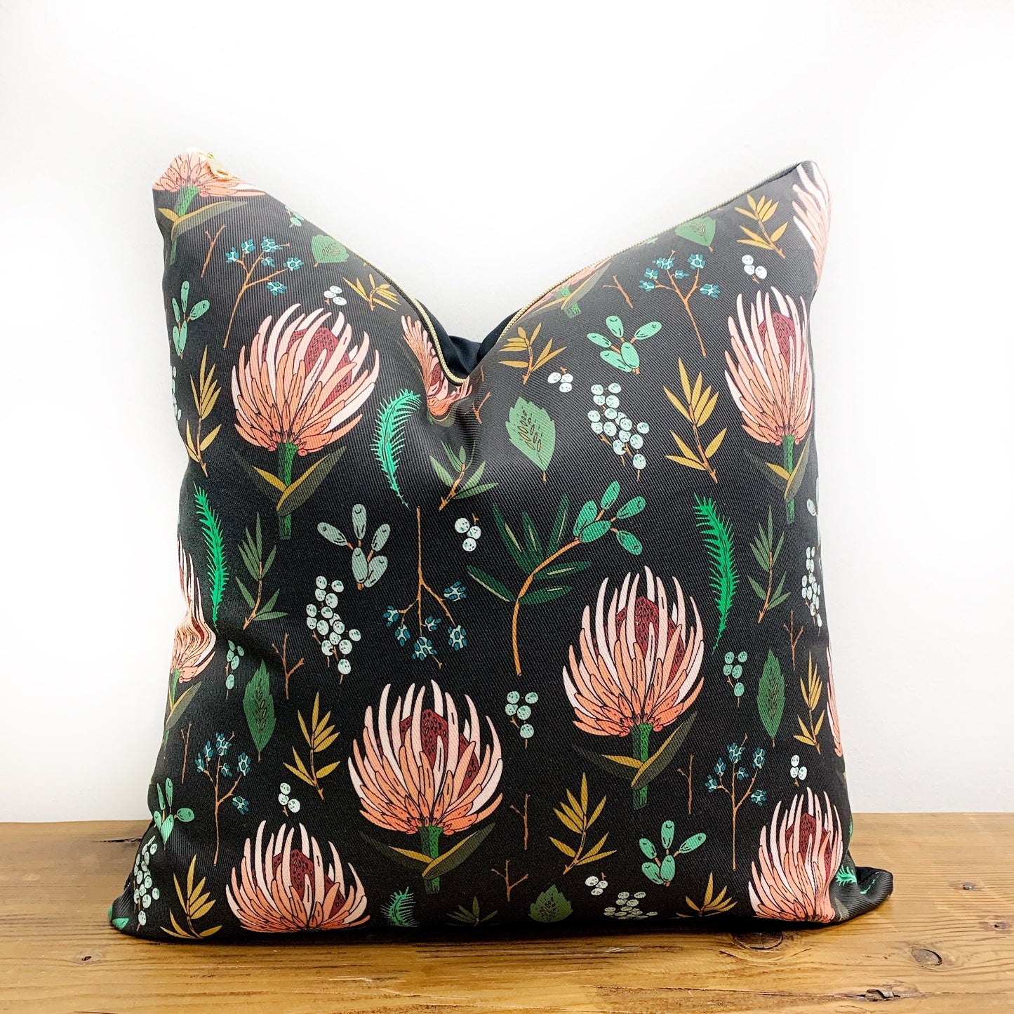 Cover Only | Protea Noir Throw Pillow| Designed by Holli Zollinger | Floral Study