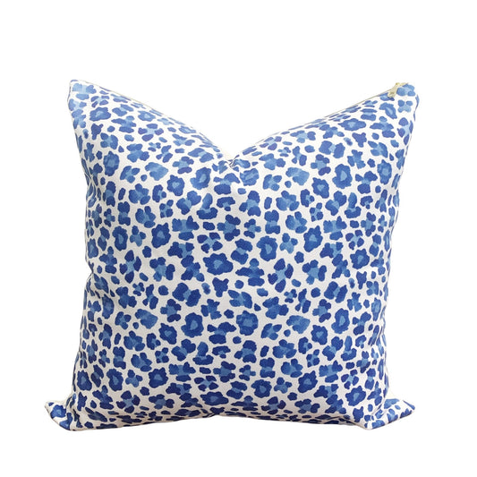 Cover Only | Blue Leopard Print Throw Pillow |Designed by Danika Herrick | Grandmillennial Throw Pillow