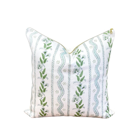 Cover Only | Emma Stripe Soft Blue and Green | Designed by Danika Herrick | Grandmillennial Accent Pillow