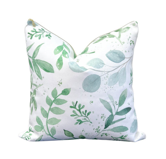 Cover Only | Seamless Watercolor Leaves | Eucalyptus Leaves | Blue and Green | Grandmillennial Accent Pillow | Nursery