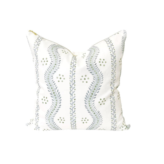 Cover Only | Andrew Stripe Soft Blue and Green | Designed by Danika Herrick | Grandmillennial Accent Pillow