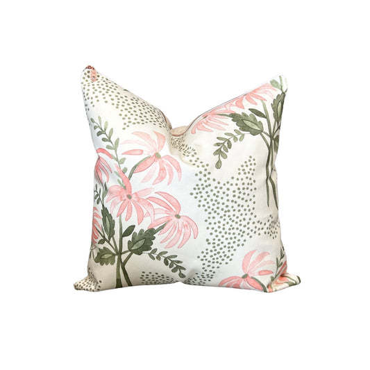 Cover Only | Pearl‘s Bouquet Pink and Green | Designed by Danika Herrick | Grandmillennial Accent Pillow | Machine Washable