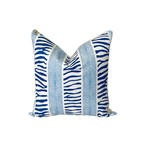 Cover Only | Land and Sea Stripe Blue and White | Designed by Danika Herrick | Blue and White Chinoiserie Pillow | Grandmillennial