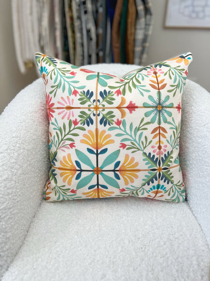 Nostalgic Vintage Tile Pillow Cover